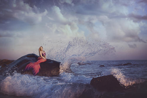 Mermaid Photoshoot on Connecticut Beach with Lost Highway Imaging