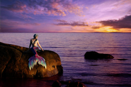 Mermaid Photoshoot on Connecticut Beach with Lost Highway Imaging